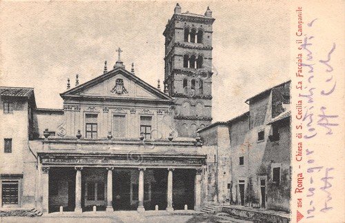 Cartolina Roma Chiesa Santa Cecilia Facciata n.354 1908