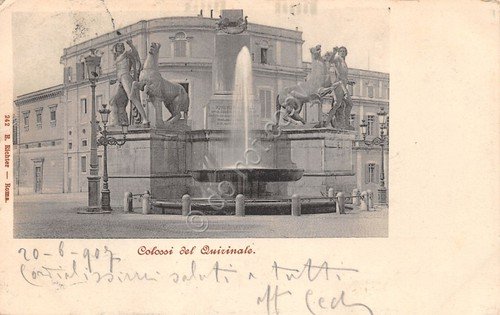 Cartolina Roma Colossi al Quirinale 1907 | Immagine principale