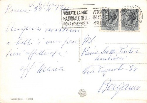 Cartolina Roma Domus Pacis Ingresso Principale 1964