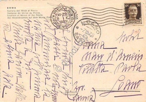 Cartolina Roma Fontana del Mosè al Pincio 1938 | Immagine Gallery 2