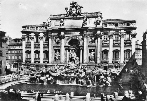 Cartolina Roma Fontana di Trevi timbro Mostra Miniatura 1953