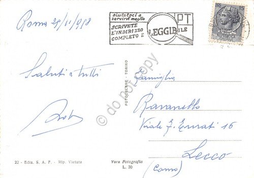 Cartolina Roma Fontana Trevi timbro a targhetta PT 1958 | Immagine principale