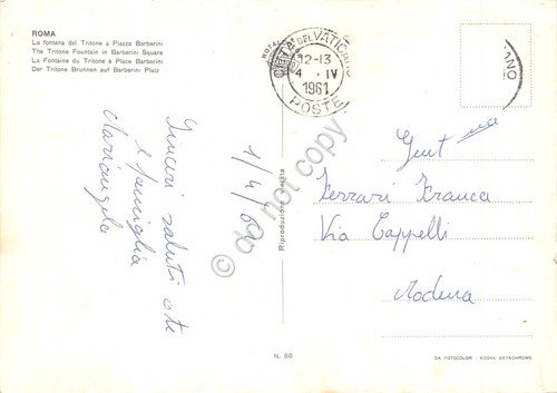 Cartolina Roma Fontana Tritone a Piazza Barberini 1961 Bernini Motta … | Immagine Gallery 2