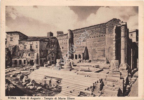 Cartolina Roma Foro di Augusto Tempio di Marte Ultore 1938