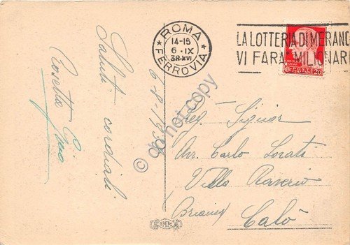 Cartolina Roma Foro di Augusto Tempio di Marte Ultore 1938