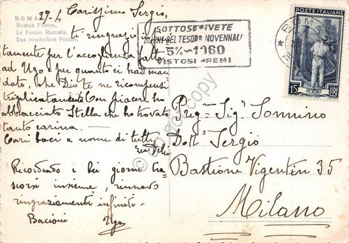 Cartolina Roma Foro Romano timbro a targhetta Buoni del tesoro … | Immagine principale