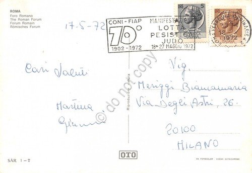 Cartolina Roma Foro Romano Timbro a targhetta Lotta pesistica Judo … | Immagine principale