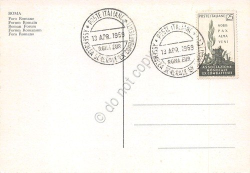 Cartolina Roma Foro Romano Timbro Assemblea Generale Ex Combattenti 1959 | Immagine Gallery 2