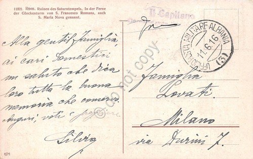 Cartolina Roma Illustrata Timbro UFFICIO POSTALE MILITARE ALBANIA 1916 | Immagine Gallery 2