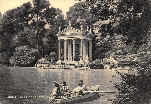Cartolina Roma Lago Villa Borghese timbro a targhetta Fiera di … | Immagine Gallery 2