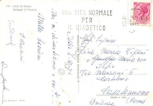 Cartolina Roma Lido Spiaggia di Ponente 1971 grinza centrale | Immagine Gallery 2