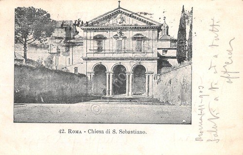 Cartolina Roma n. 42 Chiesa S. Sebastiano 1900 circa timbro …