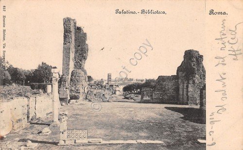 Cartolina Roma Palatino Biblioteca 1904