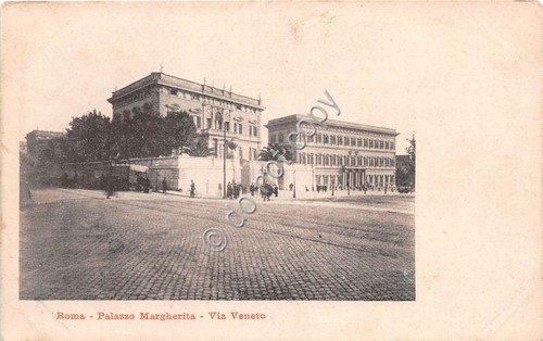 Cartolina Roma Palazzo Margherita Via Veneto animata anni '20 | Immagine principale