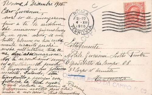 Cartolina Roma Palazzo Spada Timbro Ospedaletto da Campo n.8 1915 | Immagine Gallery 2