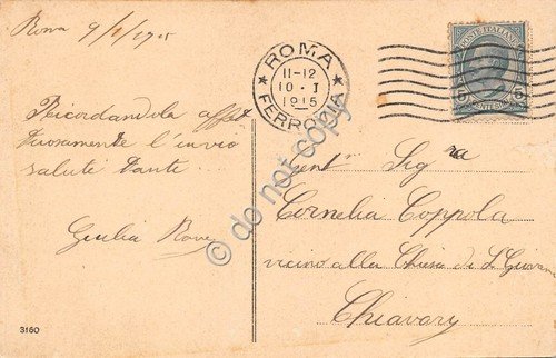 Cartolina Roma Pantheon animata abiti d'epoca 1915