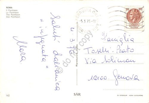 Cartolina Roma Pantheon Auto d''epoca Fiat 500 1976 | Immagine Gallery 2