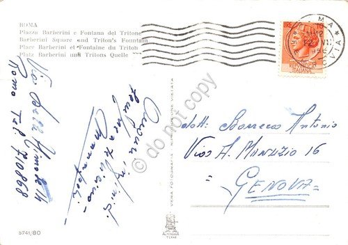 Cartolina Roma Piazza Barberini Hotel Bernini anni '50