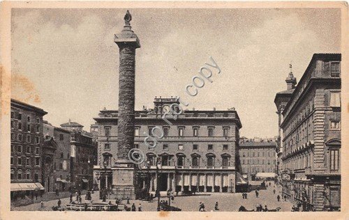 Cartolina Roma Piazza Colonna animata 1933