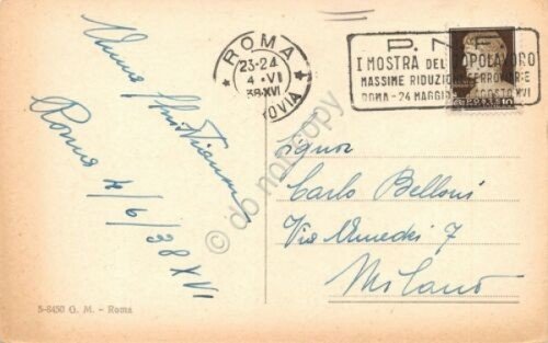 Cartolina Roma Piazza del Popolo Illustrata Timbro targhetta Mostra dopolavoro | Immagine Gallery 2