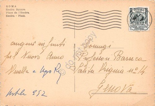 Cartolina Roma Piazza dell' Esedra animata fontana auto 1952 | Immagine Gallery 2