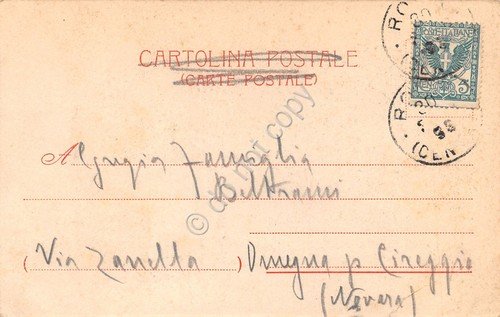 Cartolina Roma Piazza di spagna animata preti 1906