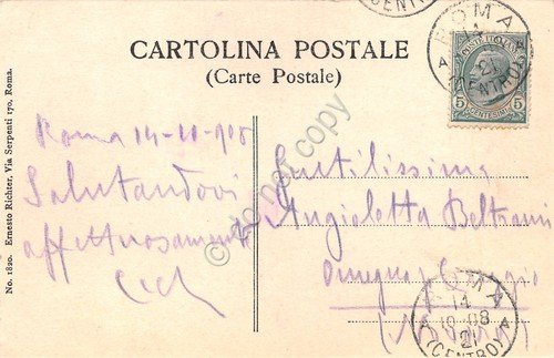 Cartolina Roma Piazza di Spagna Hotel Europa animata carrozza 1908 | Immagine Gallery 2