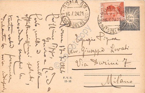 Cartolina Roma Piazza Navona animata carrozza 1924 Timbro Senato del …