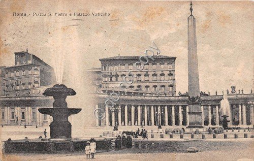 Cartolina Roma Piazza San Pietro e Palazzo Vaticano animata 1919 | Immagine principale