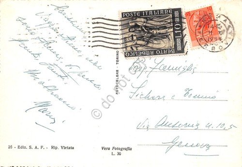 Cartolina Roma Piazza Venezia auto bus 1955 ED SAF | Immagine Gallery 2