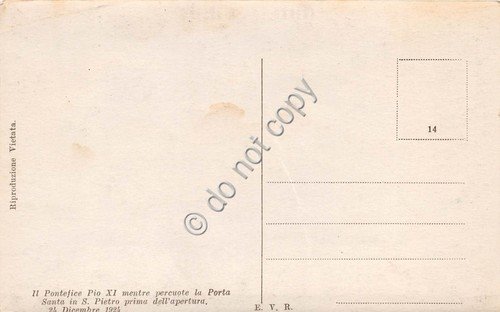 Cartolina Roma Pio XI mentre percuote la Porta Santa 1924