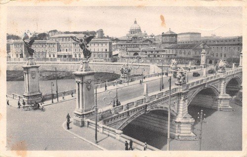 Cartolina Roma Ponte V.Emanuele II timbro a targhetta Profumo Orchidea …