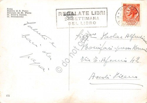 Cartolina Roma S. Pietro timbro a targhetta Settimana del Libro … | Immagine principale