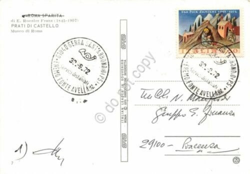 Cartolina Roma sparita Prati di Castello timbro filatelico 1972