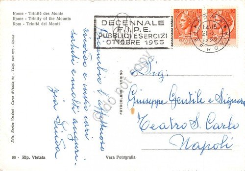 Cartolina Roma Trinità dei Monti Timbro a targhetta Decennale FIPE … | Immagine principale