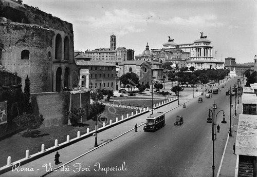 Cartolina Roma Via dei Fori Imperiali auto d'epoca Timbro Esposizione … | Immagine principale