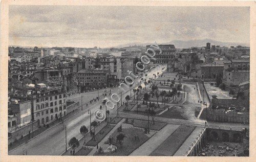 Cartolina Roma Via dell'Impero da Monumento a Vittorio Emanuele II