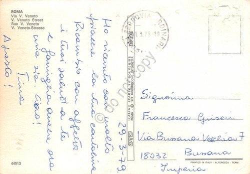 Cartolina Roma Via Vittorio Veneto dall'alto auto d'epoca 1979 | Immagine Gallery 2