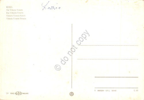 Cartolina Roma Via Vittorio Veneto dall'alto auto d'epoca