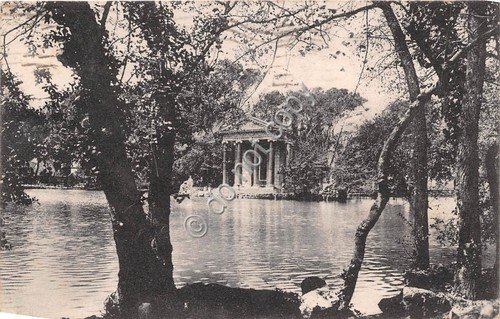 Cartolina Roma Villa Umberto Laghetto e Tempio di Esculapio 1938