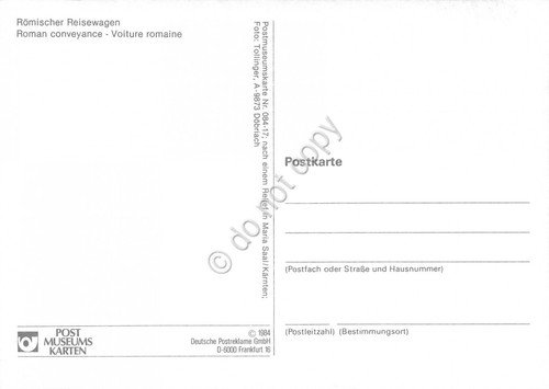 Cartolina Romischer Reisenwagen timbro filatelico 1984 | Immagine Gallery 2
