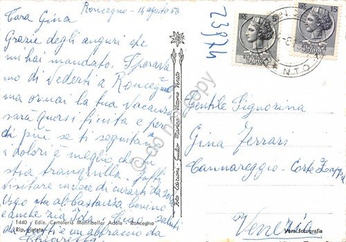 Cartolina Roncegno Bagni Alpi Trentine Panorama Monte Pizzo 1958