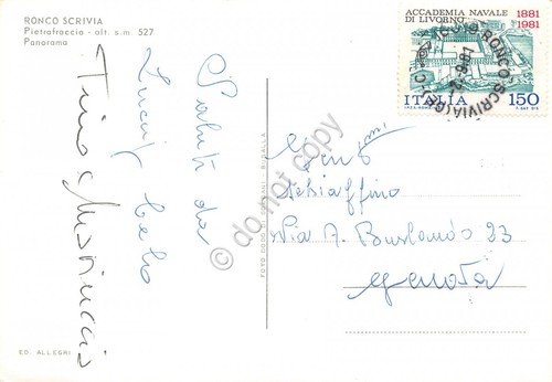 Cartolina Ronco Scrivia Pietrafraccia Panorama 1981