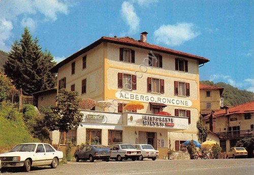 Cartolina Roncone Albergo Roncone Ristorante Silver auto d'epoca
