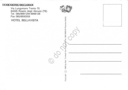 Cartolina Roseto degli Abruzzi Hotel Bellavista spiaggia animata