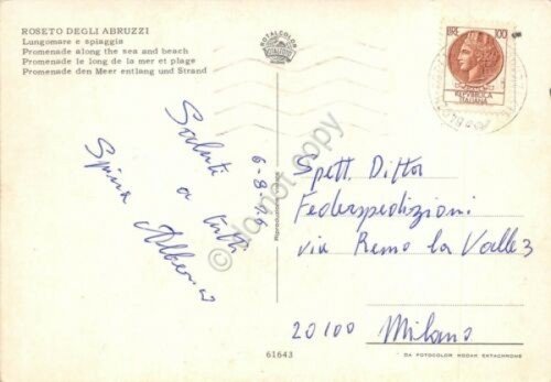 Cartolina Roseto degli Abruzzi lungomare e spiaggia 1976 | Immagine Gallery 2