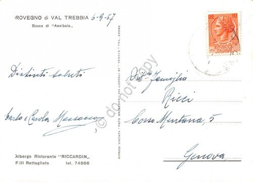 Cartolina Rovegno Bosco di Annibale 1957
