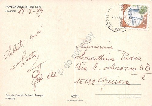 Cartolina Rovegno panorama 1989 | Immagine Gallery 2