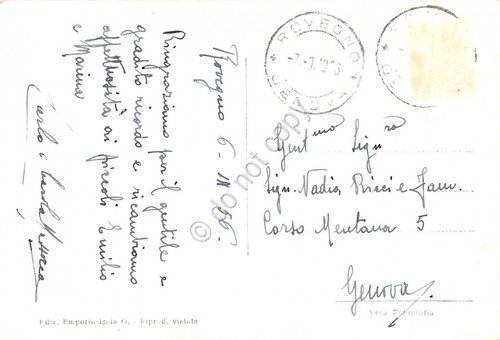 Cartolina Rovegno veduta generale con Monte Alteo 1956