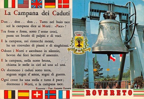 Cartolina Rovereto Campana dei Caduti Poesia Don Rossaro 1983 (Trento) | Immagine principale